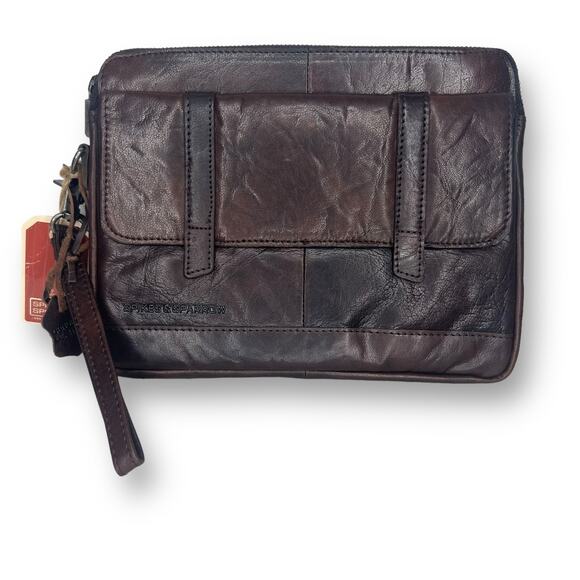 Spikes & Sparrow Dark Brown Buffalo Leather Tablet Case iPad Sleeve Bag 11x9.5 - Picture 2 of 11